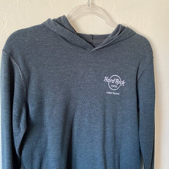 Hard Rock Hotel Lake Tahoe Blue Hooded Long sleeve Thermal Tee Medium - Picture 2 of 5